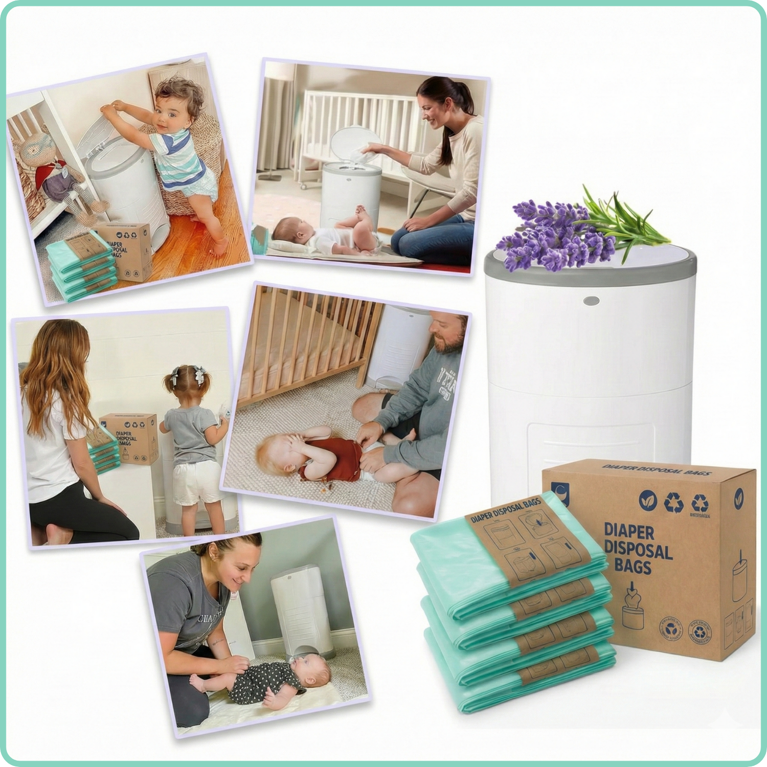 UMKA Diaper Pail Bags – Powder Scented (16L)